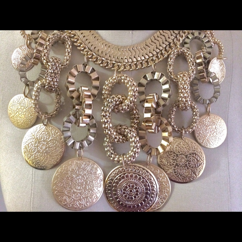 Large Gold Statement Necklace - image 2